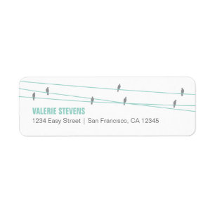 Birds on a Wire Address Label (Blue) Return Address Label