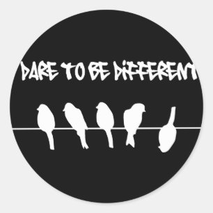 Birds on a wire – dare to be different (black) classic round sticker