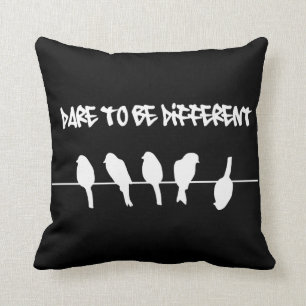 Birds on a wire – dare to be different (black) cushion