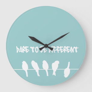 Birds on a wire – dare to be different (black) large clock
