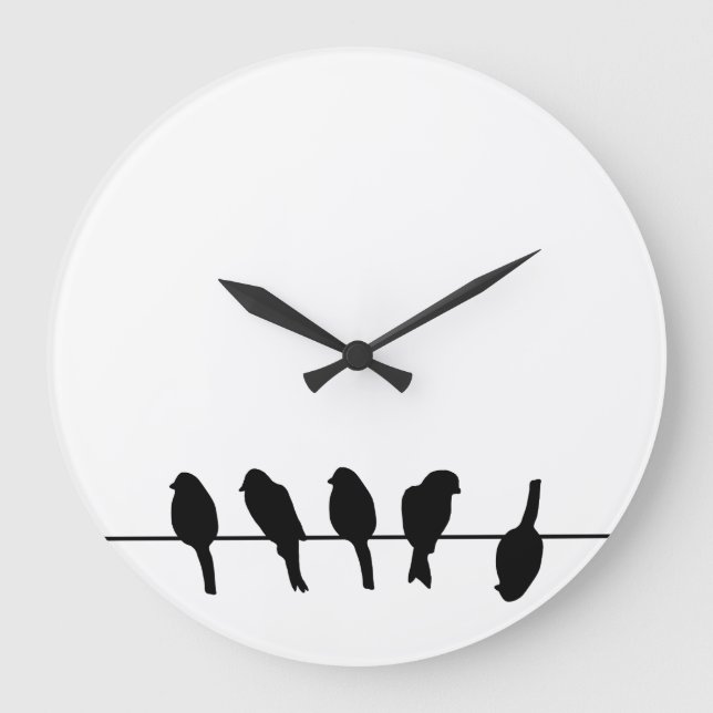 Birds on a wire – dare to be different large clock (Front)