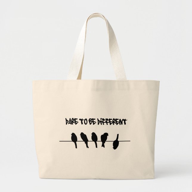Birds on a wire – dare to be different large tote bag (Front)