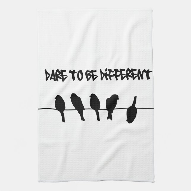 Birds on a wire – dare to be different tea towel (Vertical)