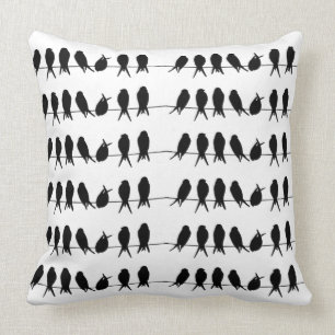 Birds on a wire ~ editable background colour cushion