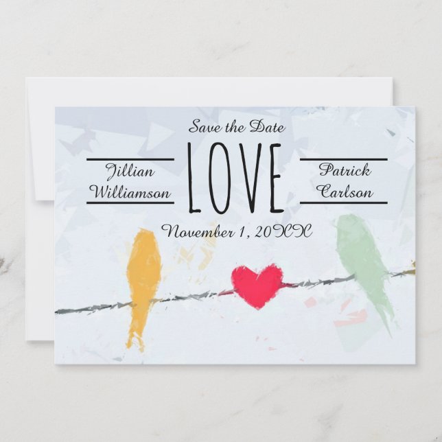 Birds on a Wire - Save the Date Card (Front)