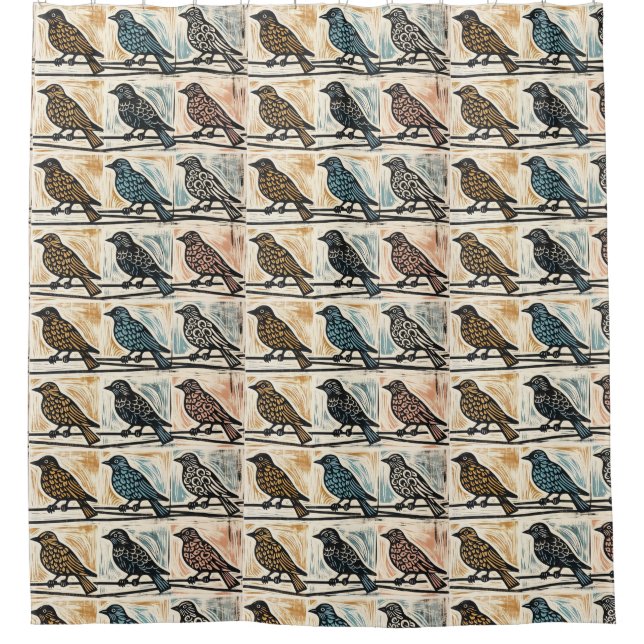 Birds On A Wire Shower Curtain (Front)