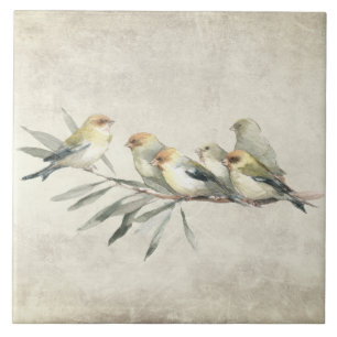 Birds on Branch Watercolors Rustic  Ceramic Tile