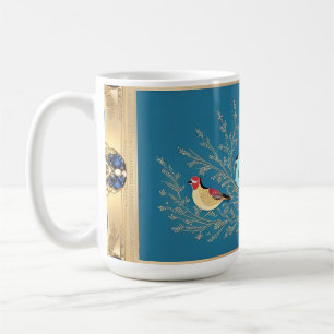 Birds on Elegant Floral Background Coffee Mug