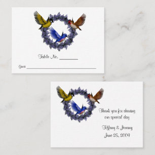 Birds On Flower Wreath Wedding Table Place Card