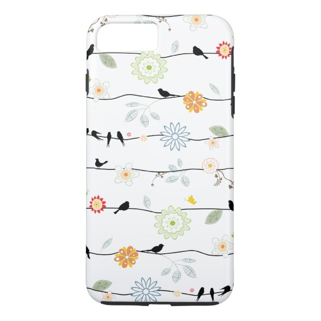 Birds on Vines with Flowers Case-Mate iPhone Case (Back)