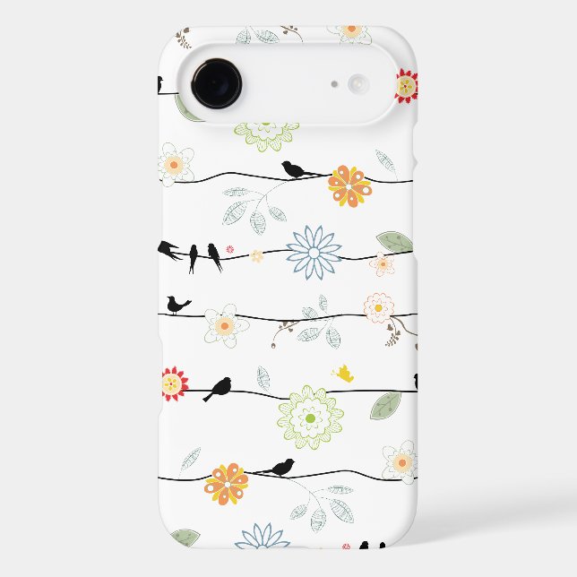 Birds on Vines with Flowers Case-Mate iPhone Case (Back)