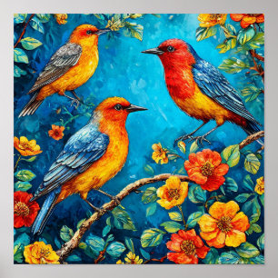 Birds ornament poster