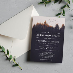 Birds Over Forest Celebration of Life Invitation
