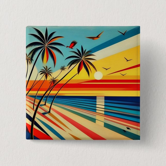 Birds over Palms 15 Cm Square Badge (Front)