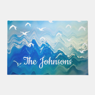 Birds over the Sea Waves Doormat