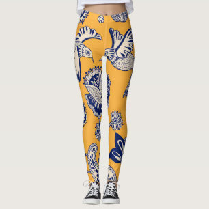 Birds Paisley Flowers Vintage Pattern Leggings