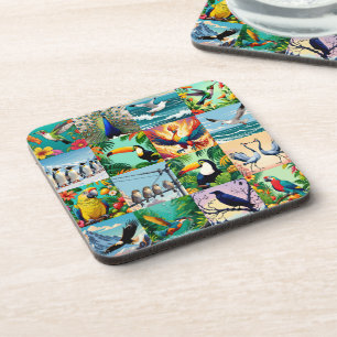 Birds Patchwork Pattern Coaster