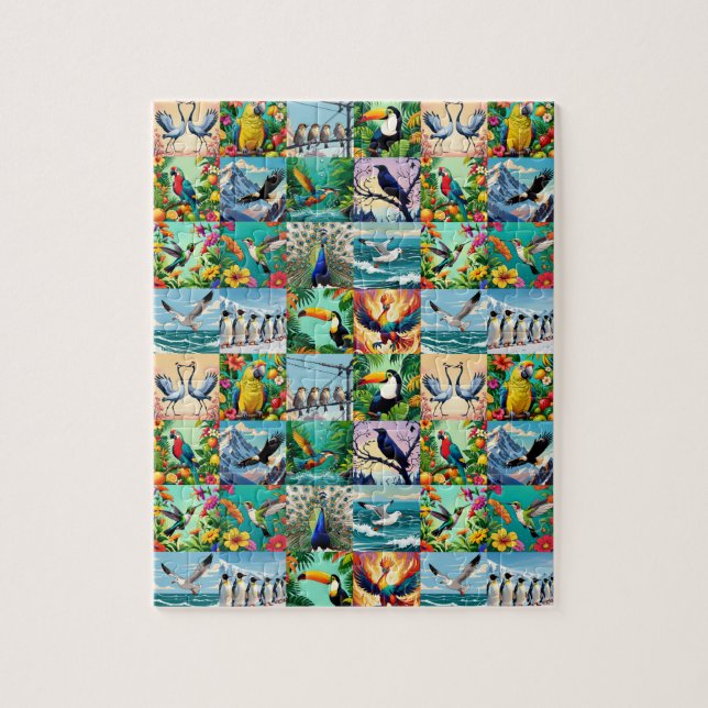 Birds Patchwork Pattern  Jigsaw Puzzle (Vertical)