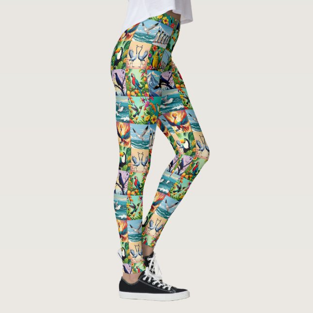 Birds Patchwork Pattern  Leggings (Right)