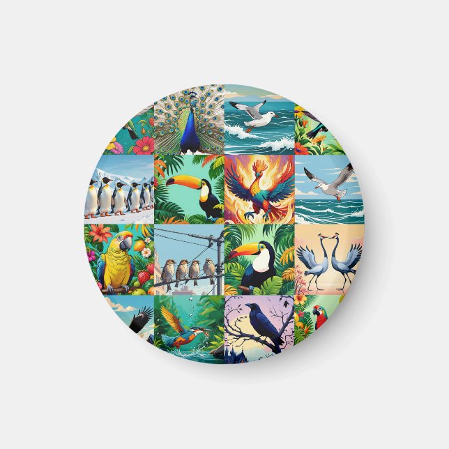 Birds Patchwork Pattern  Magnet (Front)