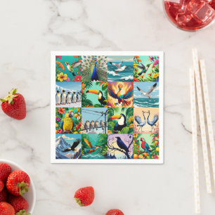 Birds Patchwork Pattern Napkin