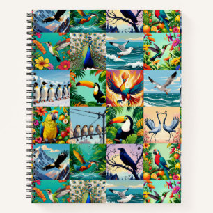 Birds Patchwork Pattern  Notebook