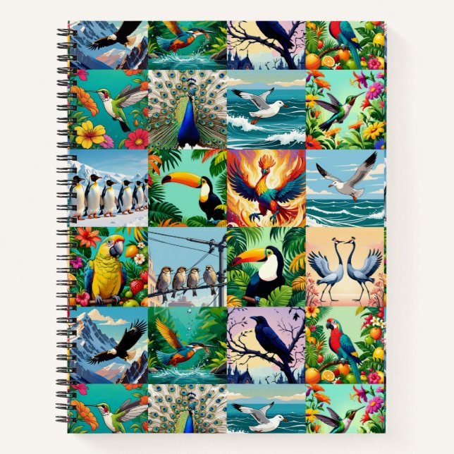 Birds Patchwork Pattern  Notebook (Front)