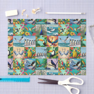 Birds Patchwork Pattern  Tissue Paper
