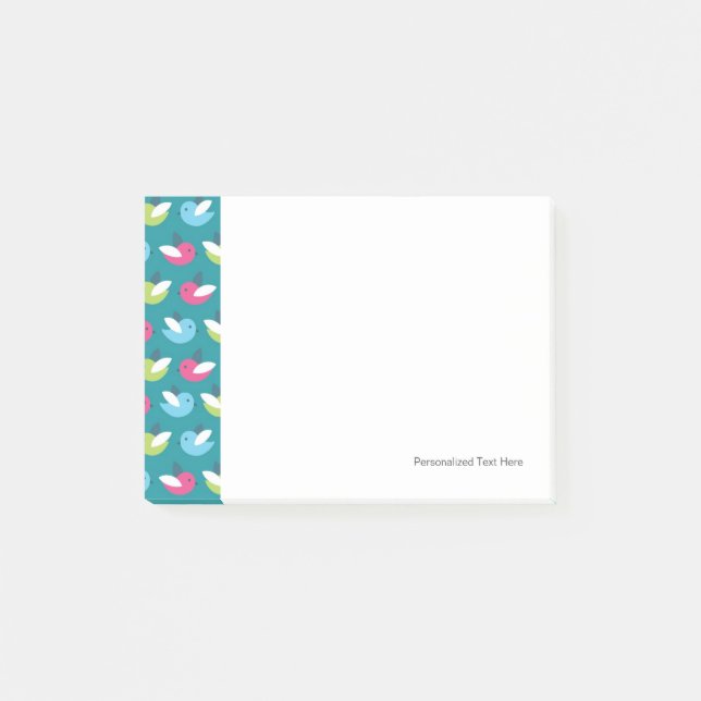 Birds pattern Blue Post-it Notes (Front)