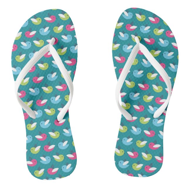Birds pattern Blue Thongs (Footbed)