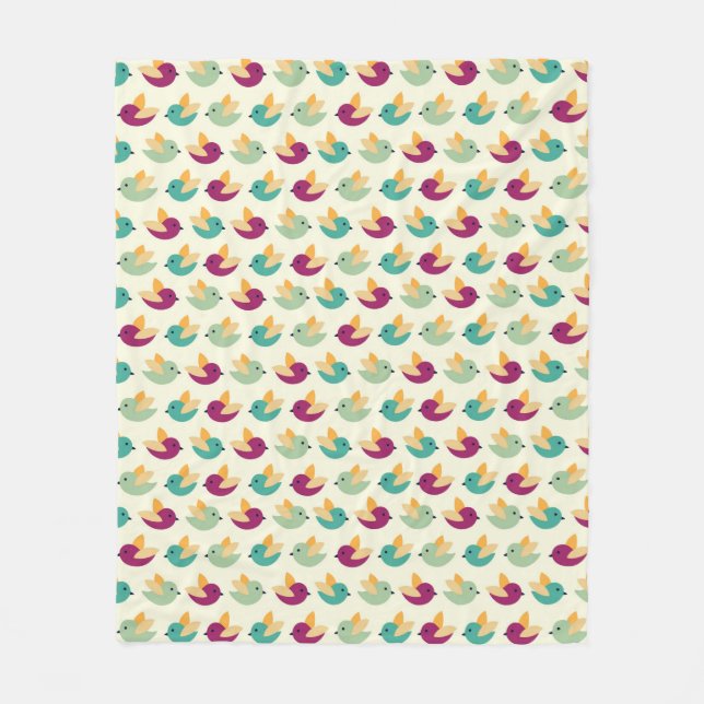 Birds pattern fleece blanket (Front)