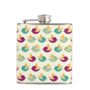 Birds pattern hip flask