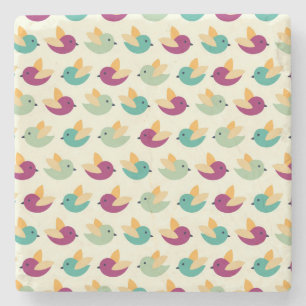 Birds pattern stone coaster