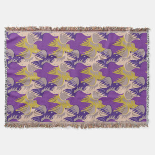 Birds Pattern Tesselation Purple Throw Blanket 1