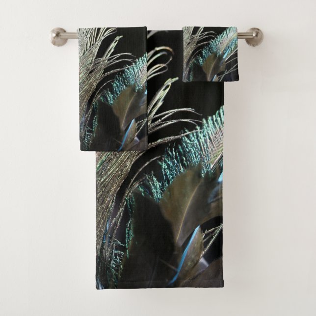 Birds Peacock Feathers Bath Towel Set (Insitu)