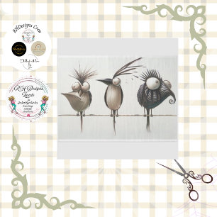 Birds Perched on a Line Decoupage  Tissue Paper