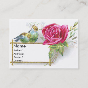Birds & Pink Rose Victorian Trade Card