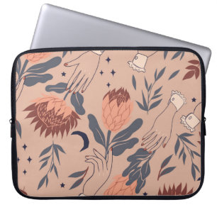 Birds & Proteas: Vintage Hand Graphics Laptop Sleeve