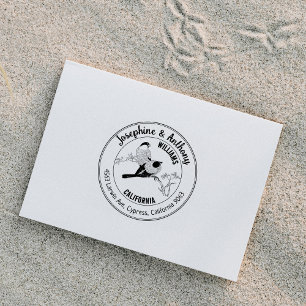 Birds Return Address Family Circle    Rubber Stamp
