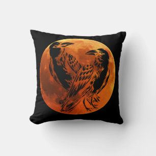 Birds - Reversible Moon and Black Raven Throw Pil Cushion