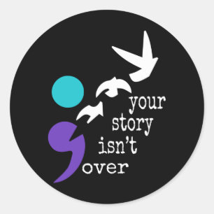 Birds Semicolon Gift Prevention Awareness Classic Round Sticker