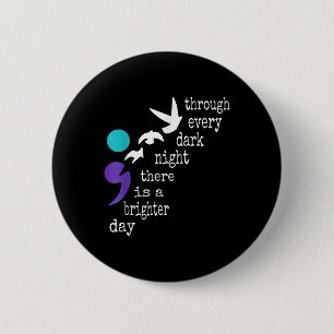 Birds Semicolon Gift Suicide Prevention Awareness 6 Cm Round Badge