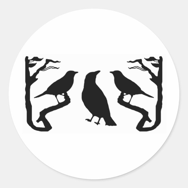 Birds Silhouette Classic Round Sticker (Front)