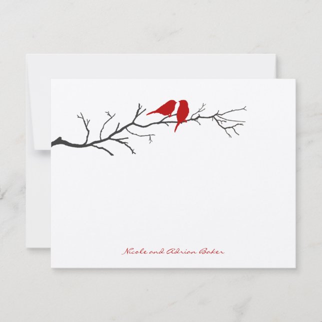 Birds Silhouettes Thank You Cards - Red - (Front)