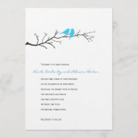 Birds Silhouettes Wedding Invitation - Turquoise -