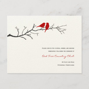 Birds Silhouettes Wedding Reception Cards - Red -