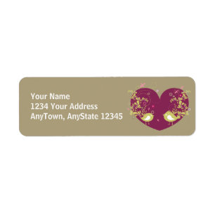 Birds ~ Song Bird with Red Heart Return Address Label