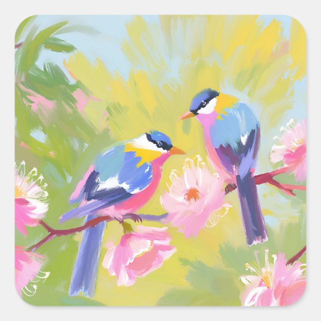 Birds  square sticker (Front)