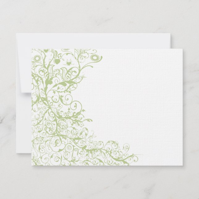 Birds & Swirls #28 Green Hydrangea RSVP Card (Front)