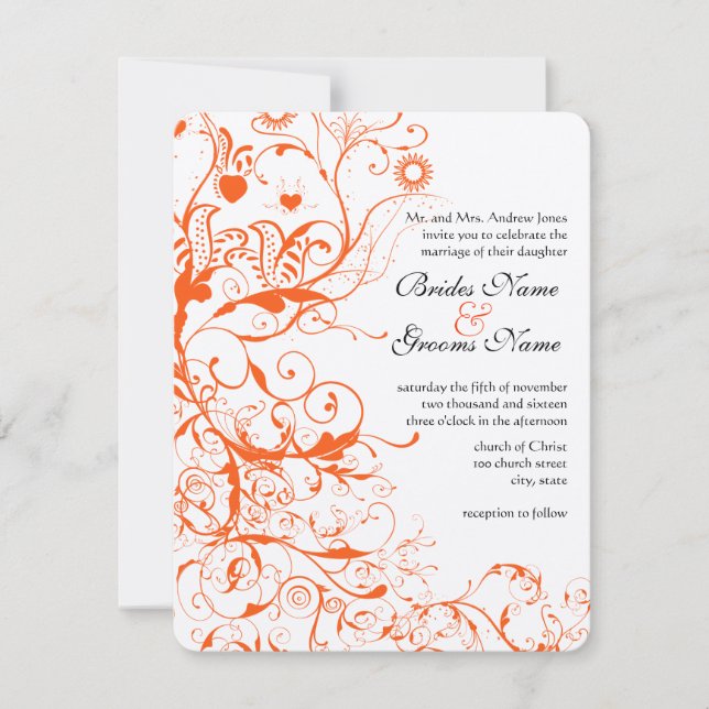 Birds & Swirls Wedding Invitations (Front)